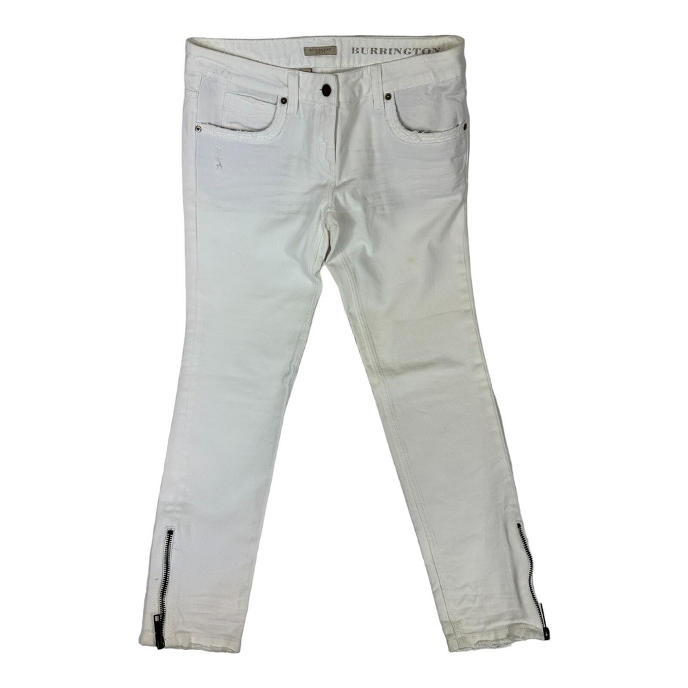 Burberry Brit Burrington Skinny Leg White Zipper Ankle Jeans 29x28